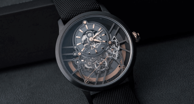 black timepiece