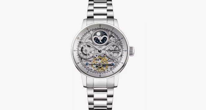 Ingersoll, I07703 Men's The Jazz Skeleton Automatic Chronograph Bracelet Strap Watch, Silver